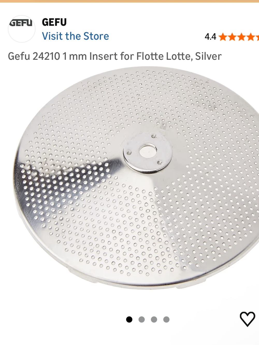 Gefu 24210 insert for Flotte Lotte, 1 mm, stainless steel, strainer disk